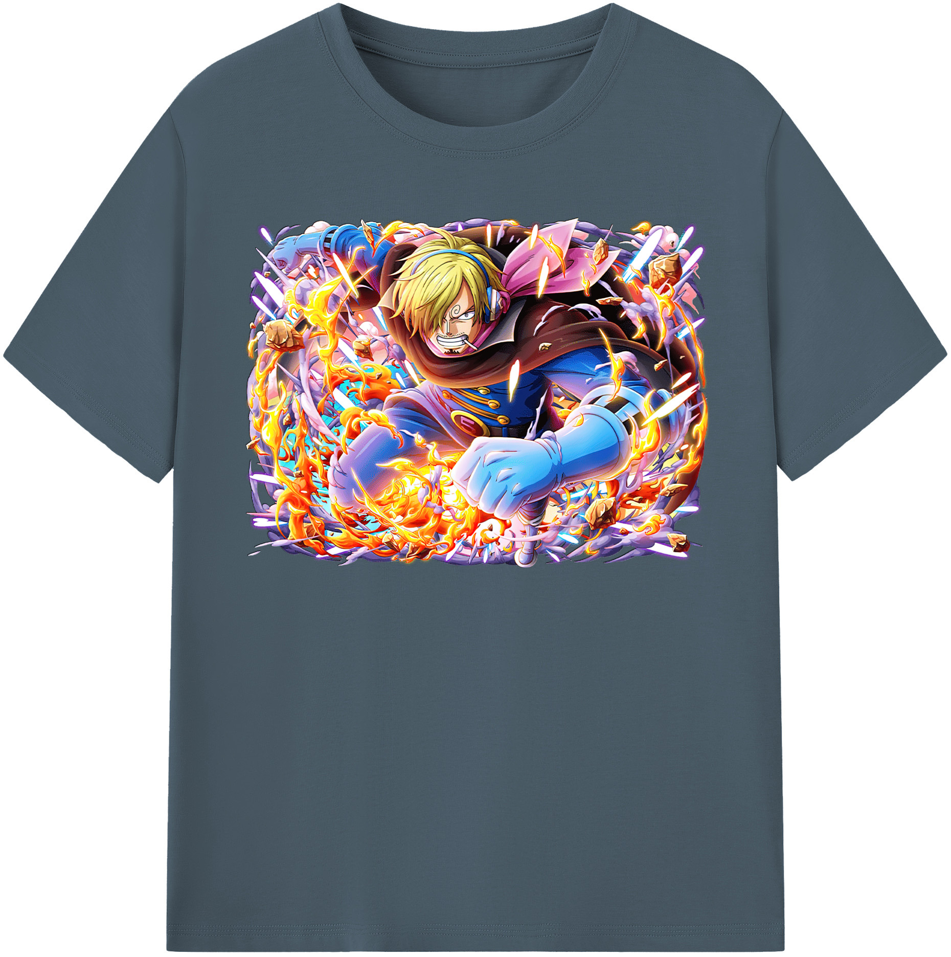 （画像用） ワンピース サンジ ONE PIECE Sanji 綿100％半袖Tシャツ（フロントプリント）